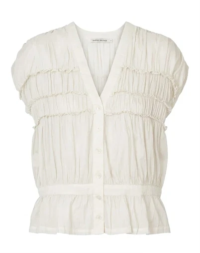 Rabens Saloner - Elenor Voile Frill Top - Chalk